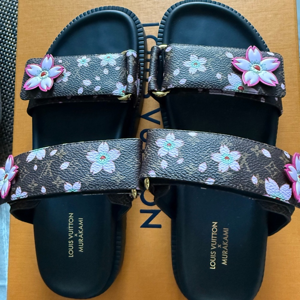 Louis Vuitton LV x TM Murakami LV Sunset Flat Comfort Mule Sandals Size 38.